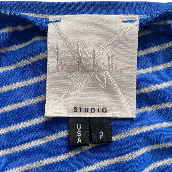 Nicole Miller Studio Knit Ruched Striped Sleeveless Stretch Bodycon Dress Size P - Picture 3 of 3